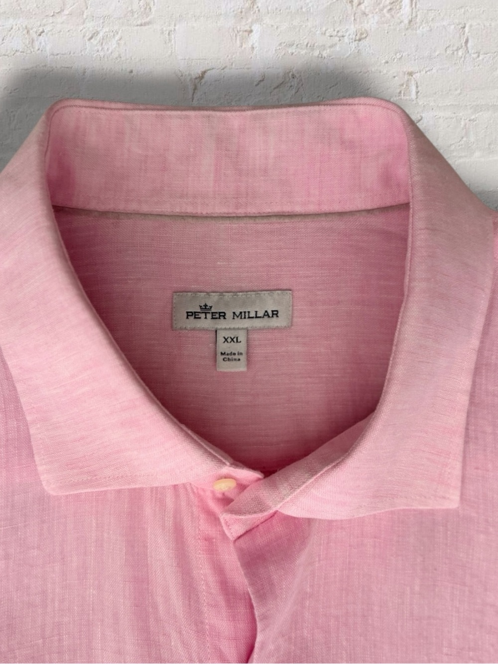 Peter Millar Crown Cool 100% Linen Shirt Men’s XXL Pink Short Sleeve Button Down